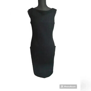 Bill Blass wool/cashmere hombre sleeveless mini shift dress